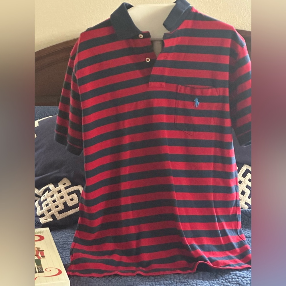 Polo by Ralph Lauren Red and Navy Striped Shirt